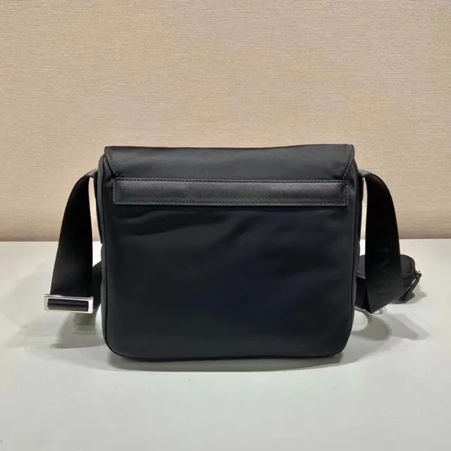 Prada Re-Nylon Black Matte Triangular Logo Plaque Messenger Bag 3