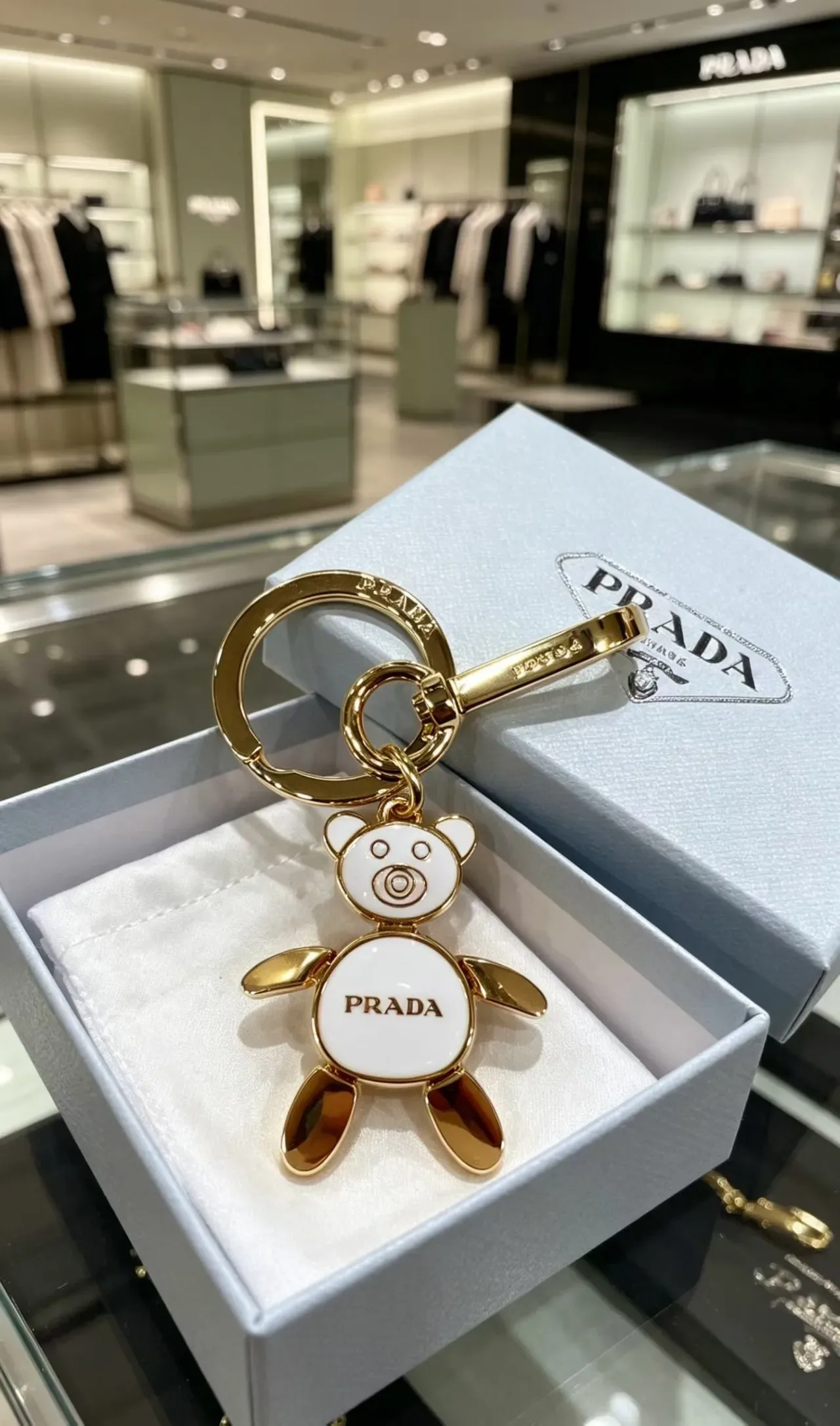 Prada Teddy Bear Black Gold Enamel Silhouette Metal Bracelet 6
