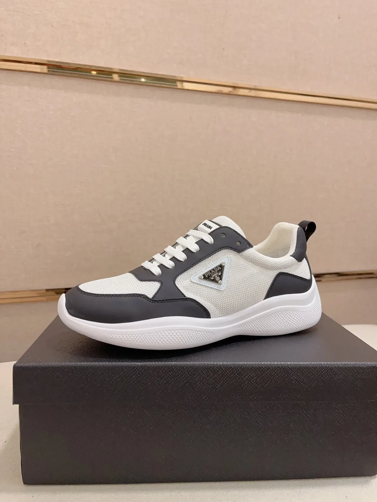 Prada White Black Mesh And Synthetic Panel Construction Monochrome Lifestyle Sneakers 2
