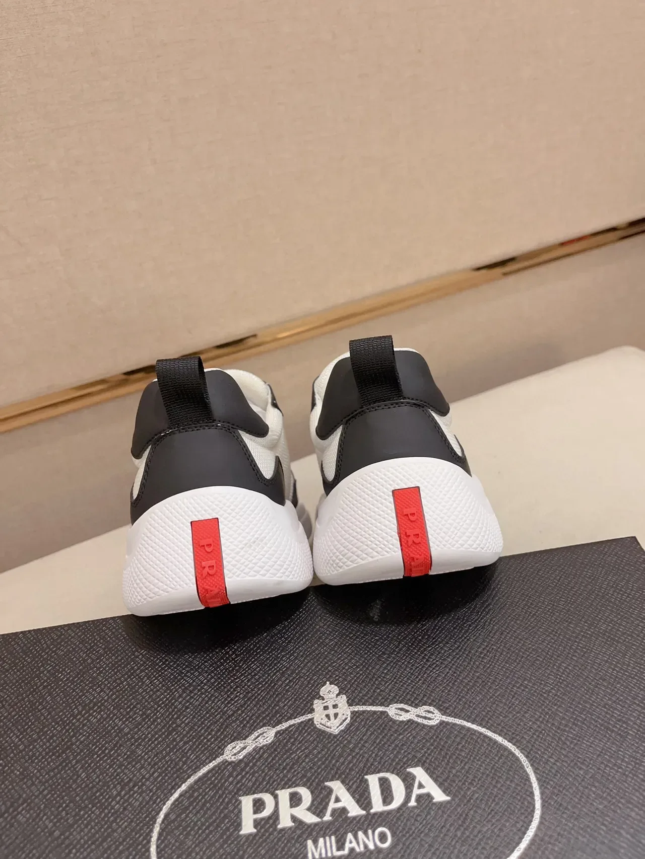 Prada White Black Mesh And Synthetic Panel Construction Monochrome Lifestyle Sneakers 8