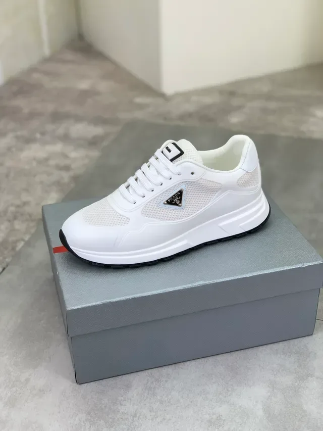 Prada White Black Mesh And Synthetic Upper Rubber Outsole Lifestyle Sneakers 4
