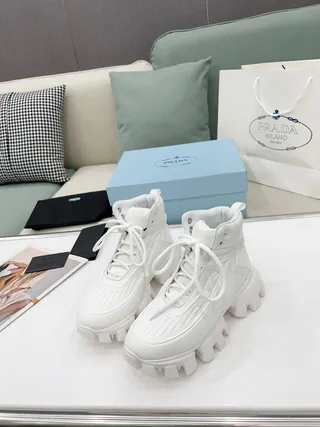 Prada White High-Top Padded Collar Chunky Sneakers 4