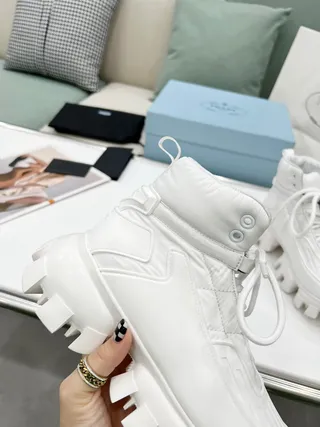 Prada White High-Top Padded Collar Chunky Sneakers 5