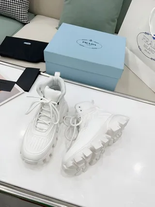 Prada White High-Top Padded Collar Chunky Sneakers 6