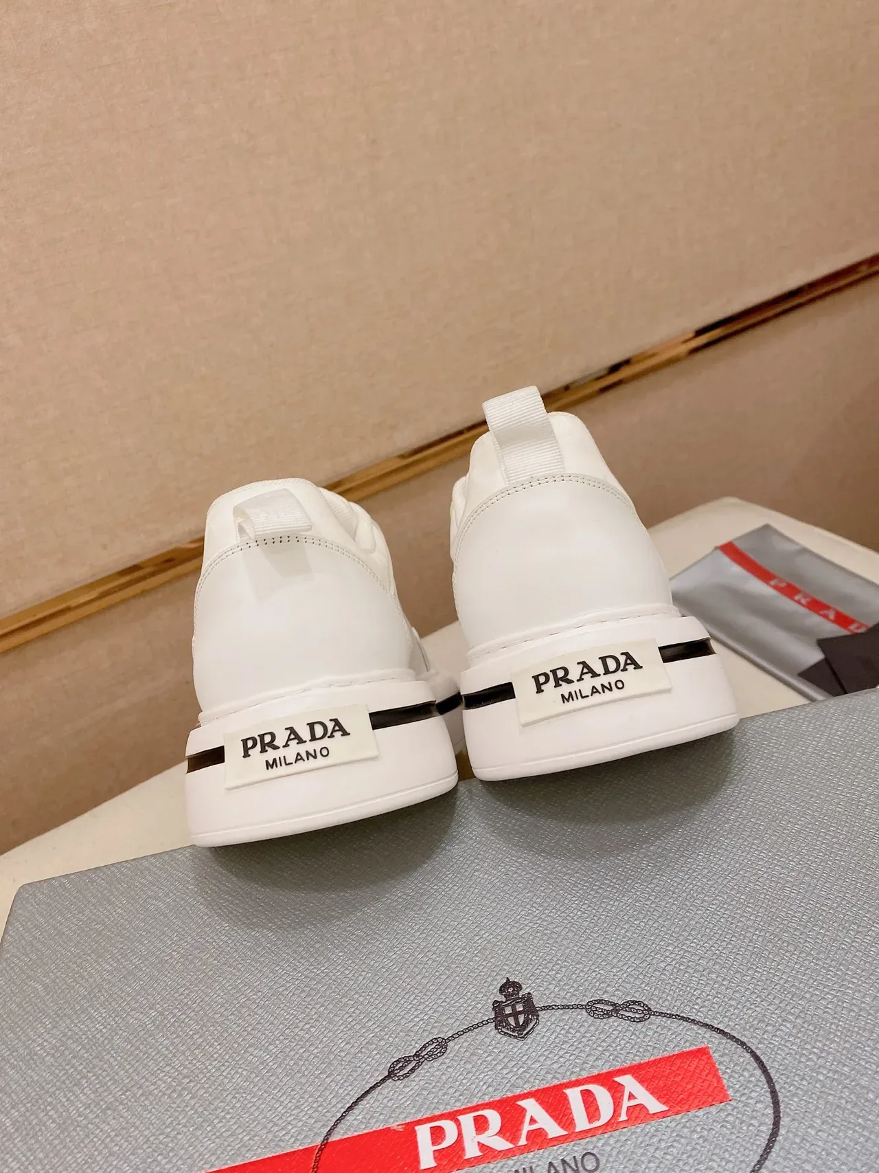 Prada White Leather Quilted Platform Lifestyle Sneakers 3
