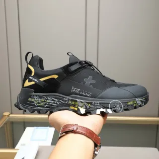 Premiata Black Gold Sole Mixed-Material Upper Chunky Sneakers