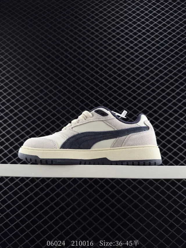 Puma Doublecourt Beige and Navy sneakers lifestyle 4