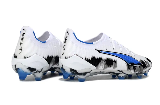 Puma Future Z Sapatos de Futebol Branco Azul Baixo Corte Upper de Malha Cadarços Assimétricos Superfície Firme 5