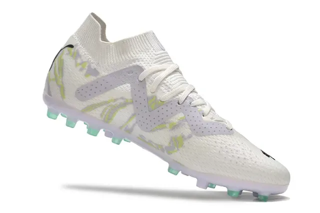 Puma Future Z White Green Knit Upper V-Shaped Perforated Overlay Firm-Ground Soccer Shoes 3