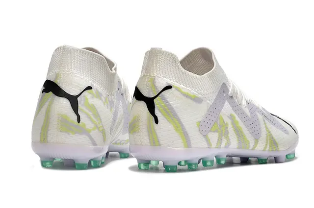 Puma Future Z White Green Knit Upper V-Shaped Perforated Overlay Firm-Ground Soccer Shoes 7
