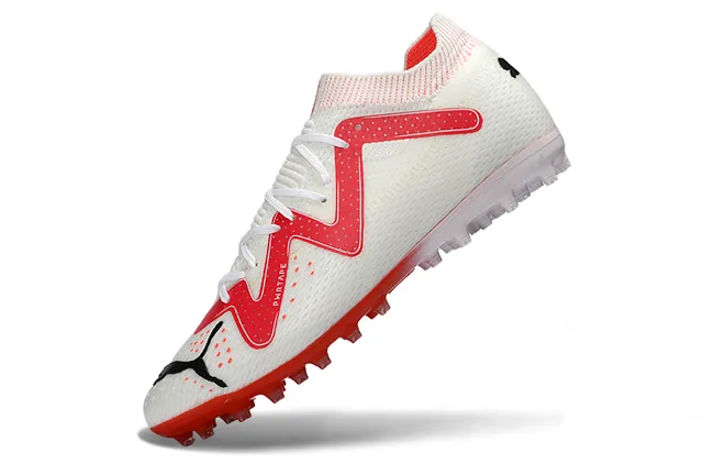 Puma Future Z Blanc Rouge Haut en Tricot Ajustement Chaussette Gazon Artificiel Chaussures de Football 3