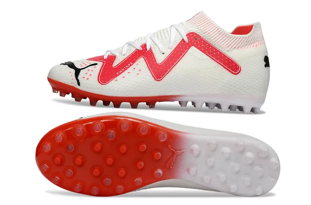 Puma Future Z Blanc Rouge Haut en Tricot Ajustement Chaussette Gazon Artificiel Chaussures de Football 6