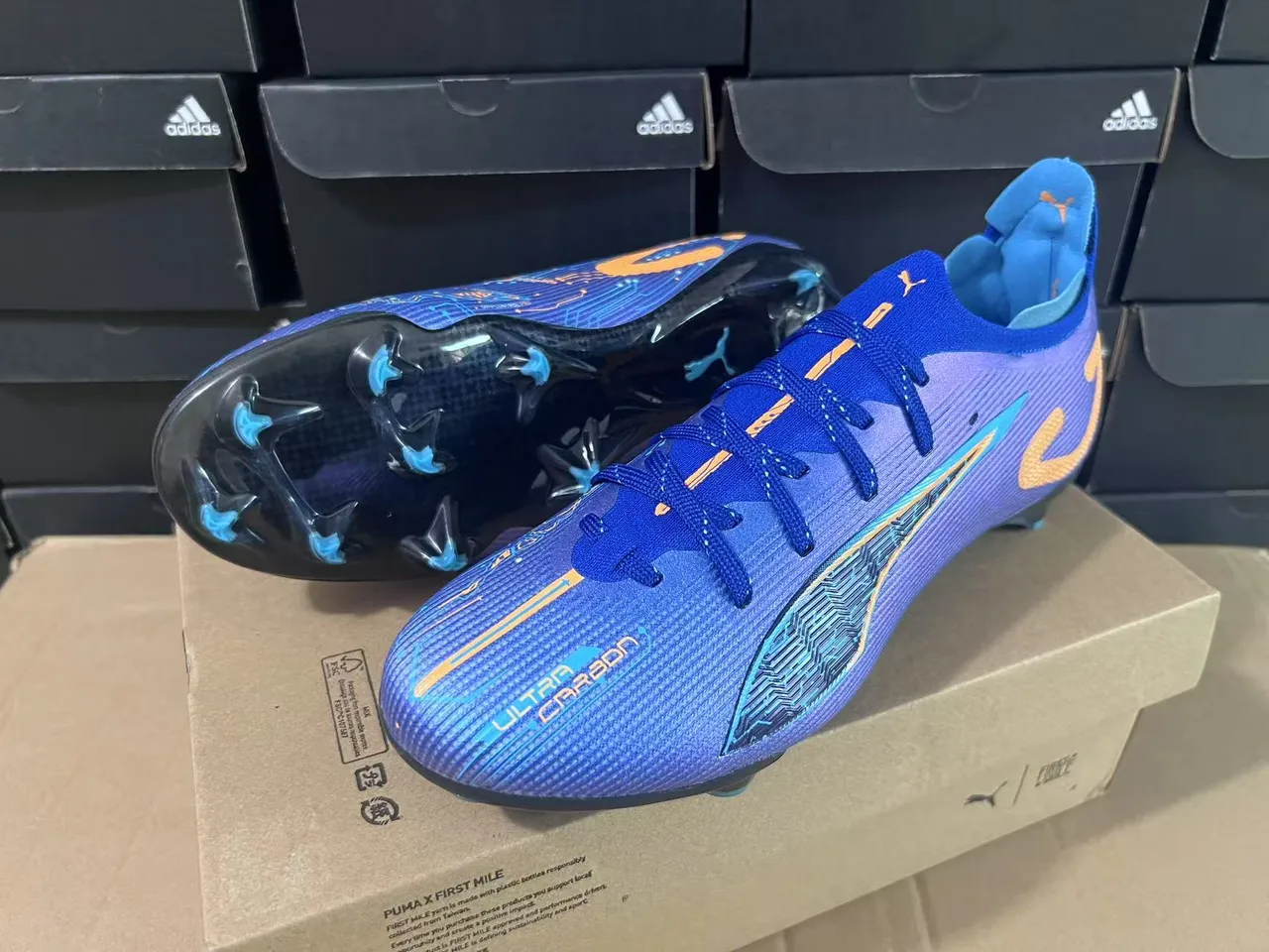 Puma Ultra Carbon أزرق بنفسجي برتقالي Firm-Ground حذاء كرة القدم 3