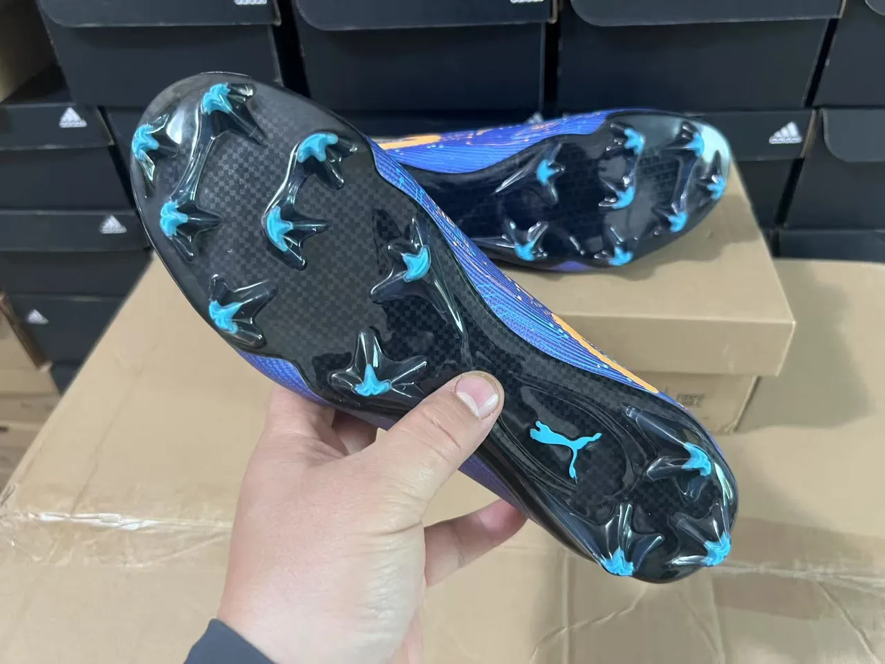 Puma Ultra Carbon أزرق بنفسجي برتقالي Firm-Ground حذاء كرة القدم 4
