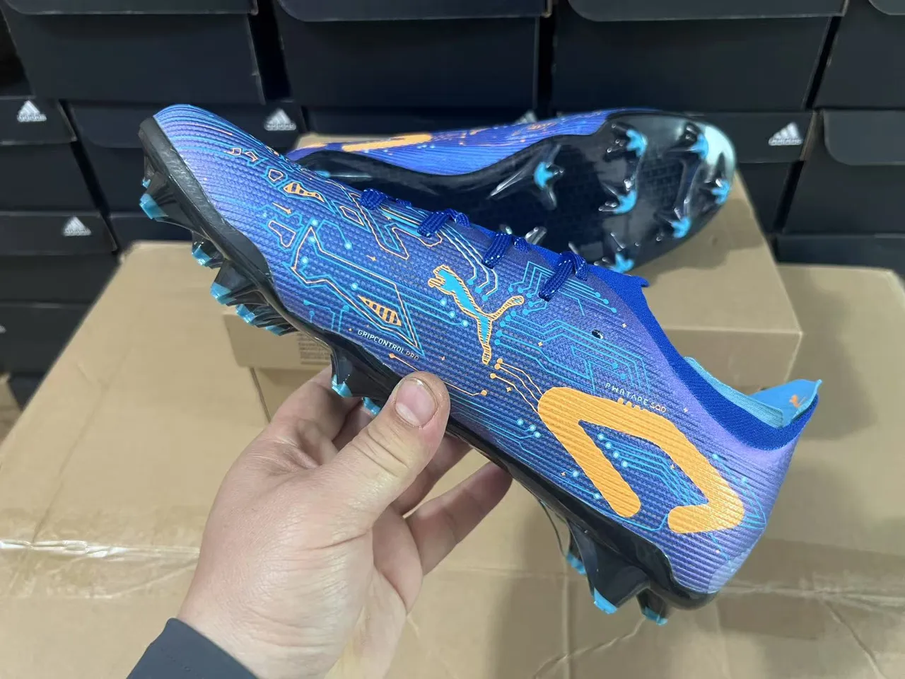 Puma Ultra Carbon أزرق بنفسجي برتقالي Firm-Ground حذاء كرة القدم 6