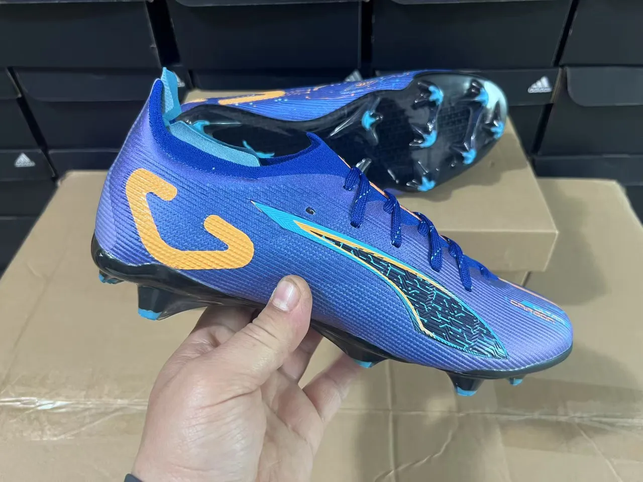 Puma Ultra Carbon أزرق بنفسجي برتقالي Firm-Ground حذاء كرة القدم 7