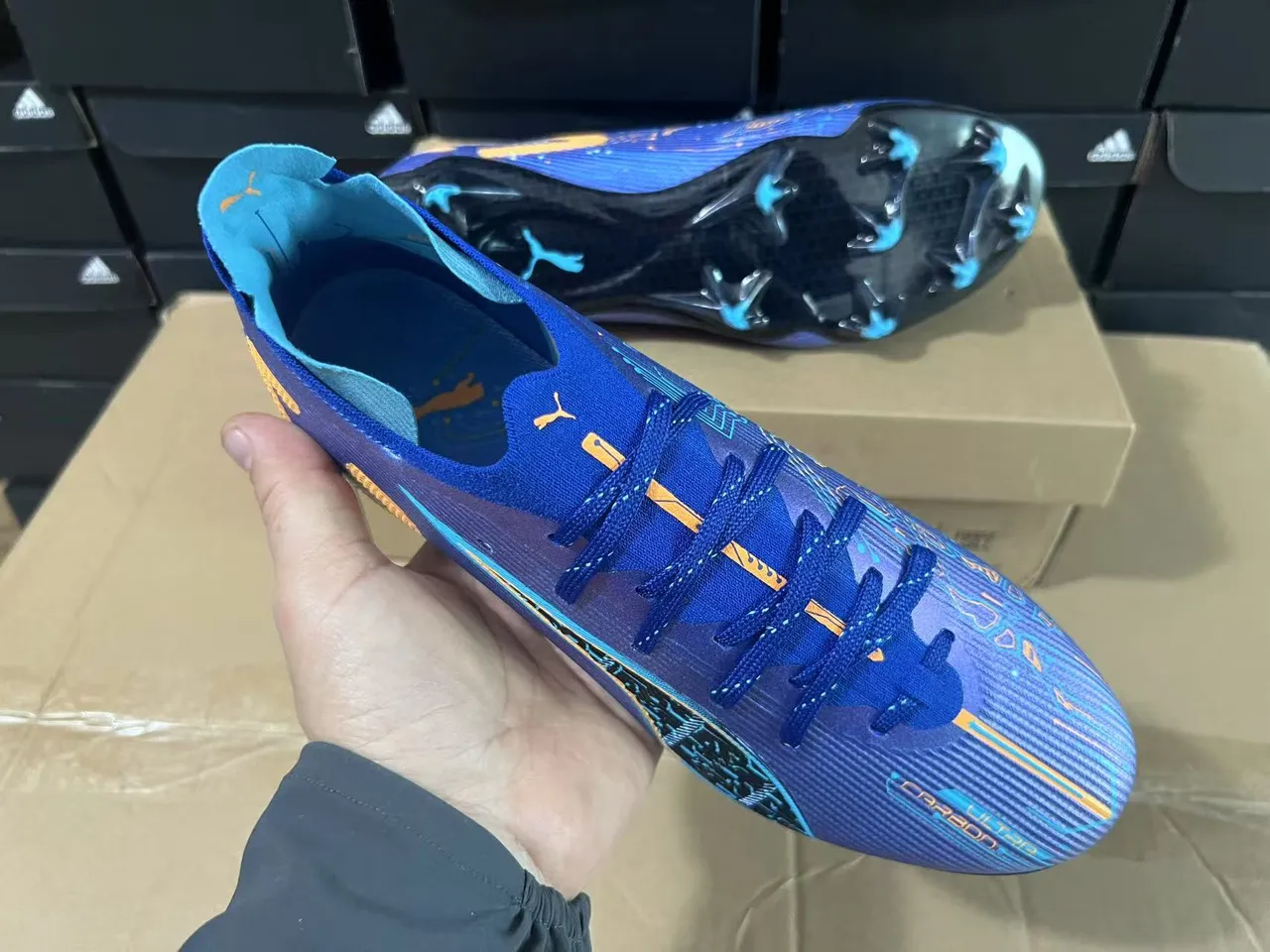 Puma Ultra Carbon أزرق بنفسجي برتقالي Firm-Ground حذاء كرة القدم 9