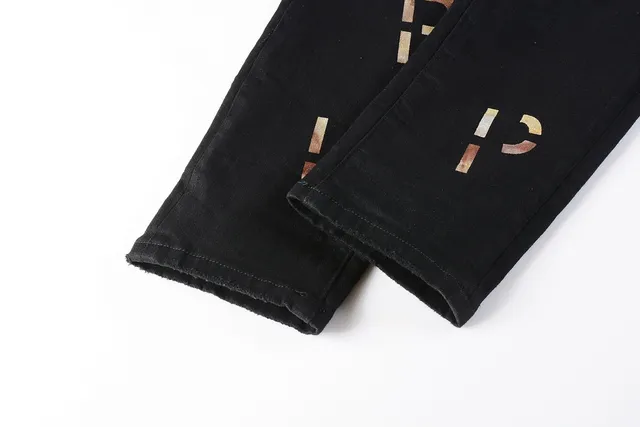Purple Brand All-Over Metallic Logo Print Black Slim-Fit Jeans 3