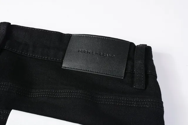Purple Brand All-Over Metallic Logo Print Black Slim-Fit Jeans 4