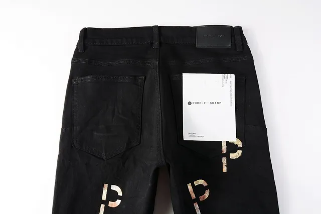 Purple Brand All-Over Metallic Logo Print Black Slim-Fit Jeans 6