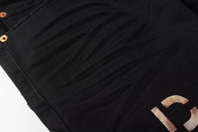 Purple Brand All-Over Metallic Logo Print Black Slim-Fit Jeans 8