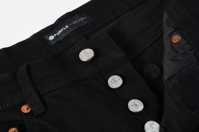 Purple Brand All-Over Metallic Logo Print Black Slim-Fit Jeans 10