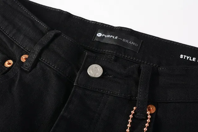 Purple Brand All-Over Metallic Logo Print Black Slim-Fit Jeans 12