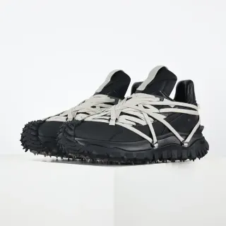 Rick Owens Black Gray Oversized Sole Crisscross Strap Lacing Chunky Sneakers