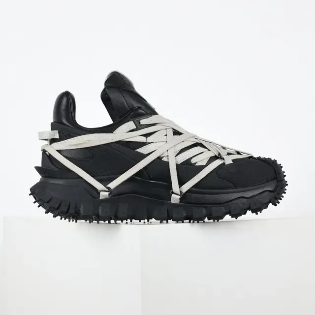 Rick Owens Black Gray Oversized Sole Crisscross Strap Lacing Chunky Sneakers 7