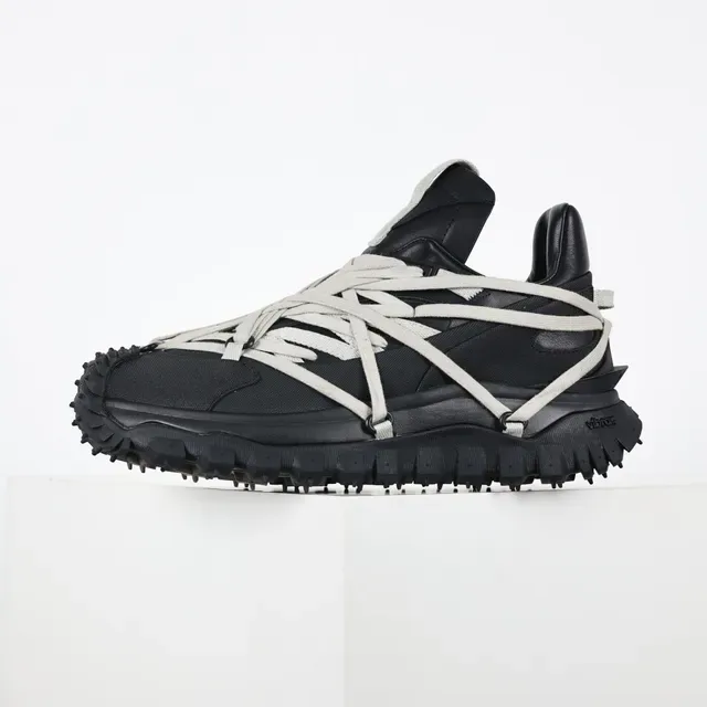 Rick Owens Black Gray Oversized Sole Crisscross Strap Lacing Chunky Sneakers 9