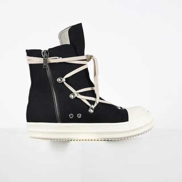 Rick Owens Geobasket Black and Cream Lifestyle Sneakers 7