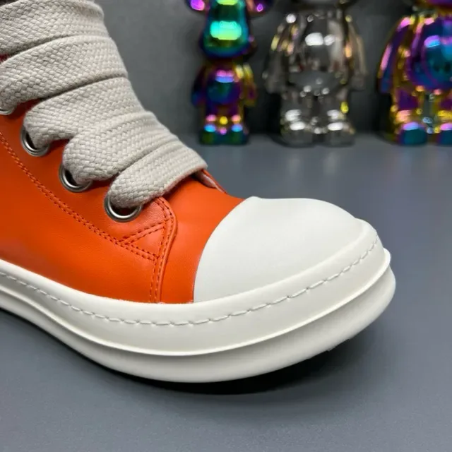 Rick Owens Orange White High-Top Platform Wraparound Elastic Laces Lifestyle Sneakers 5