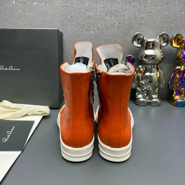 Rick Owens Orange White High-Top Platform Wraparound Elastic Laces Lifestyle Sneakers 6