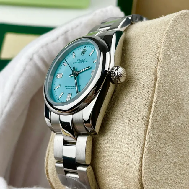 Rolex Oyster Perpetual Light Blue Dial Stainless Steel Mechanical Watch 4