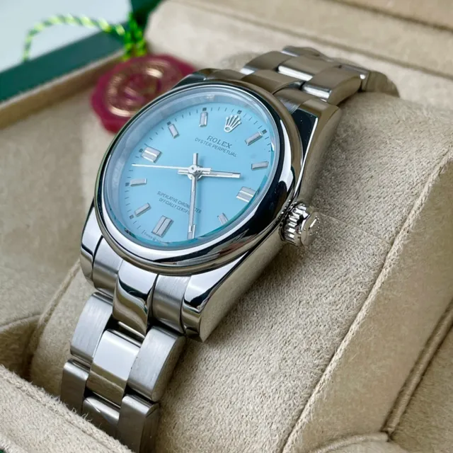 Rolex Oyster Perpetual Light Blue Dial Stainless Steel Mechanical Watch 5