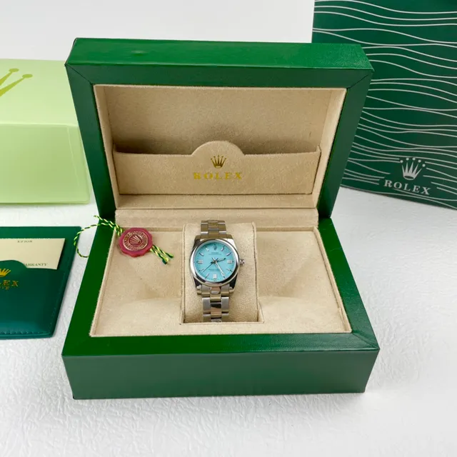 Rolex Oyster Perpetual Light Blue Dial Stainless Steel Mechanical Watch 6
