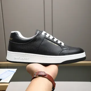 Saint Laurent 黑色白色 粒面皮革鞋面 穿孔鞋头 生活方式运动鞋