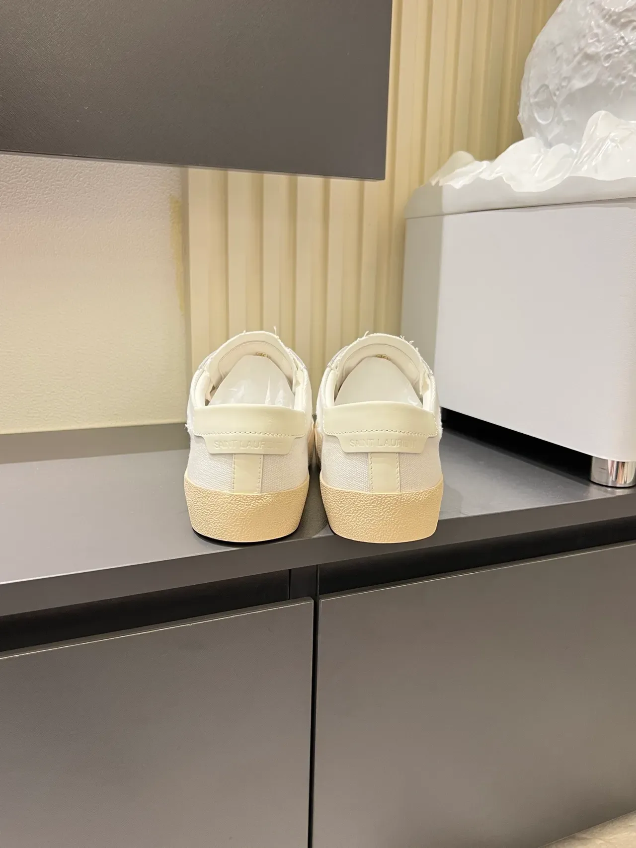 Saint Laurent Embroidered Logo Beige Canvas Lifestyle Sneakers 2