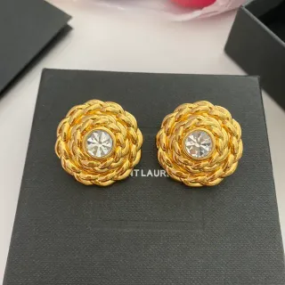 Saint Laurent 金色绳结扭转水晶耳钉