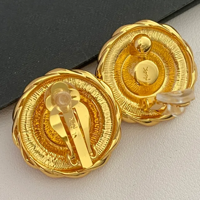 Saint Laurent Boucles d'oreilles à Cristal Dorées Tordues en Corde 4