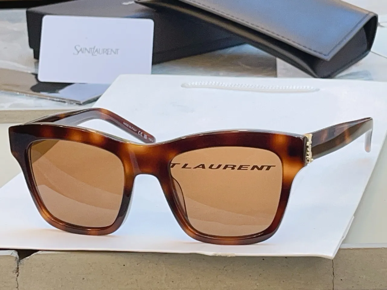 Saint Laurent Loulou Oversized Rectangular Black Acetate Sunglasses 4