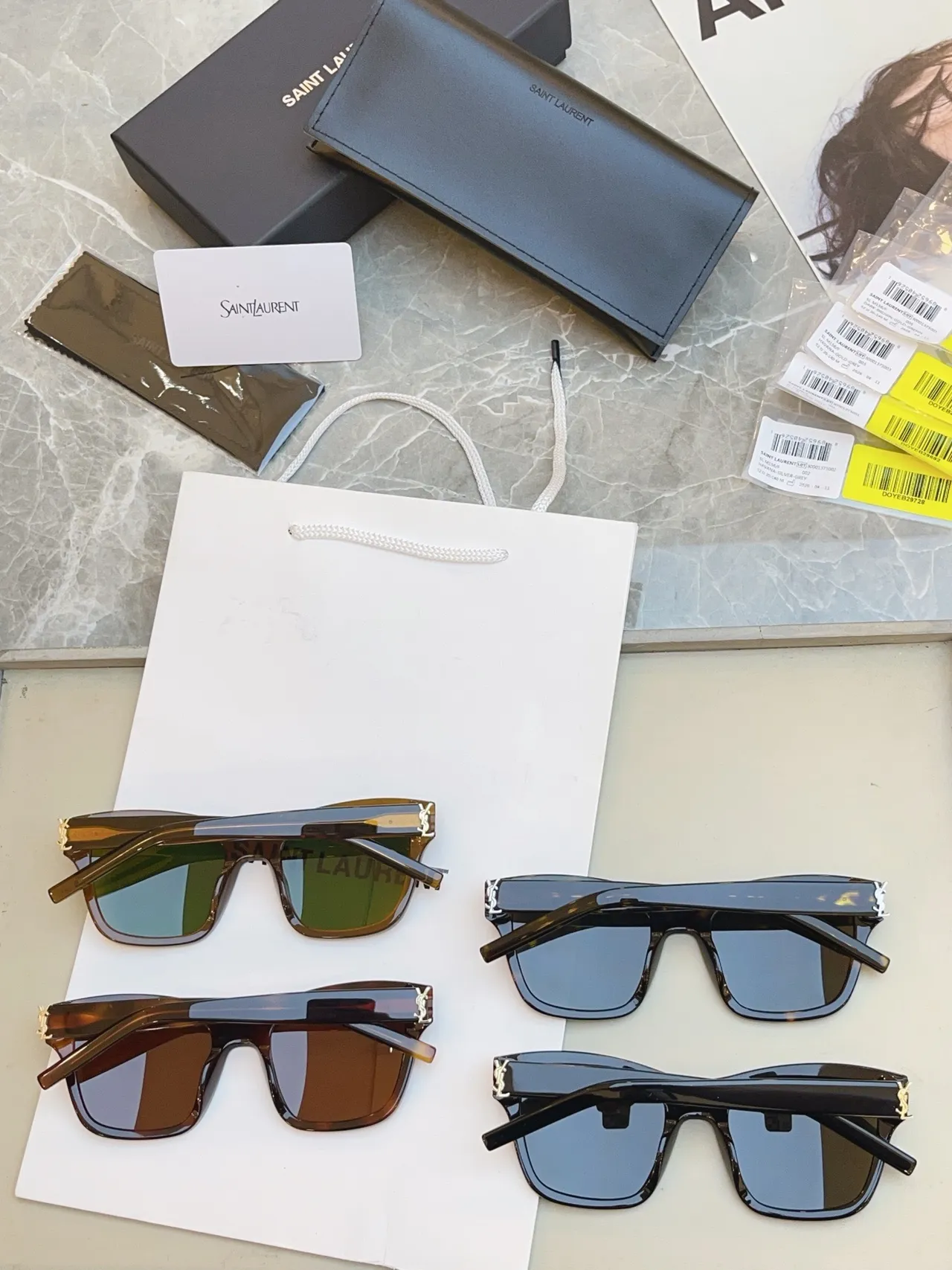 Saint Laurent Loulou Oversized Rectangular Black Acetate Sunglasses 7