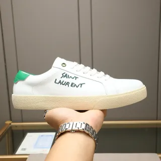 Saint Laurent Loulou White and Green Embroidered Lifestyle Sneakers