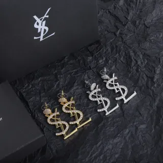 Saint Laurent Monogram 水晶垂坠耳环