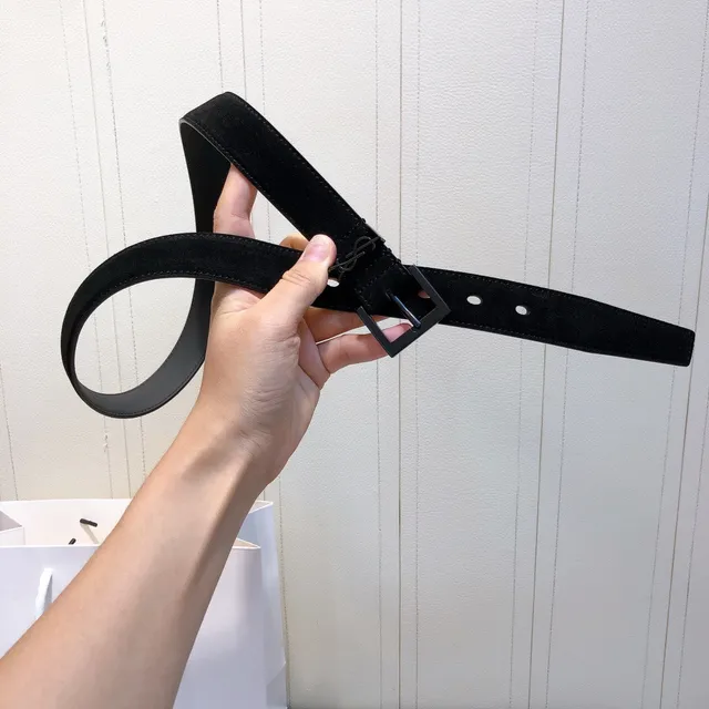 Saint Laurent Square Buckle Belt Black Leather Belt 2