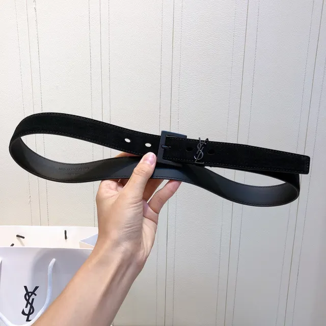 Saint Laurent Square Buckle Belt Black Leather Belt 3