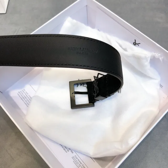 Saint Laurent Square Buckle Belt Black Leather Belt 5