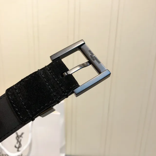 Saint Laurent Square Buckle Belt Black Leather Belt 6
