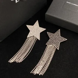 Saint Laurent 星流苏镶嵌水晶耳环