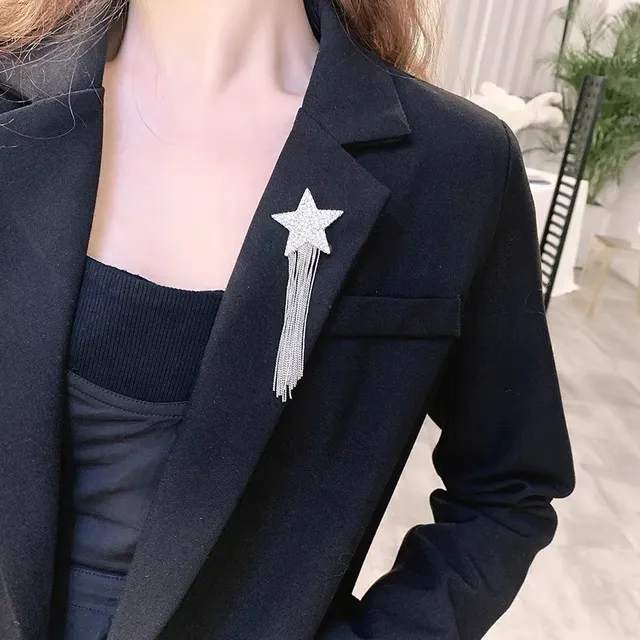 Saint Laurent boucles d'oreilles en cristal pavé frange étoilée 3